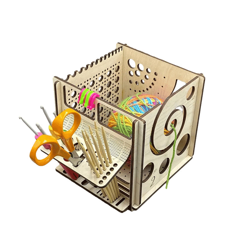 Lisslune | All-in-one wood yarn bowl - Multifunctional knitting tool