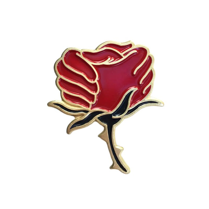 Lisslune | Enamel and crystal brooch with red rose
