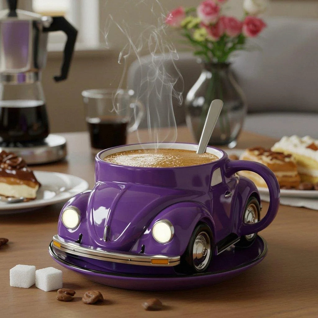 Lisslune | RetroCar Ceramic Coffee Mug – Unique 3D Design for Coffee & Tea