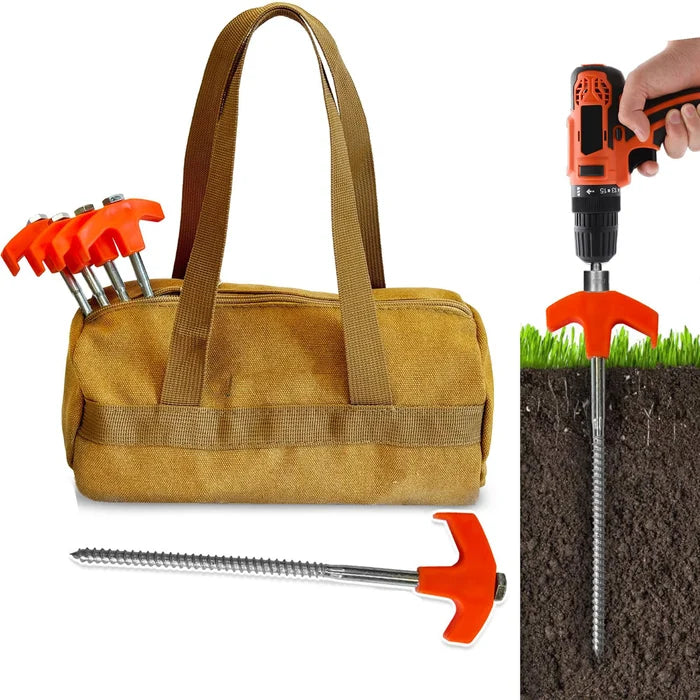 Lisslune | 8" Screw in Tent Stakes - Ground Anchors Screw in