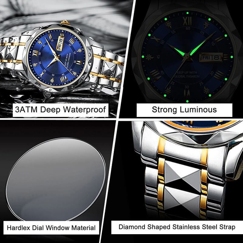 Lisslune | Waterproof Luminous Stainless Steel Two-tone Quartz Men's Watch