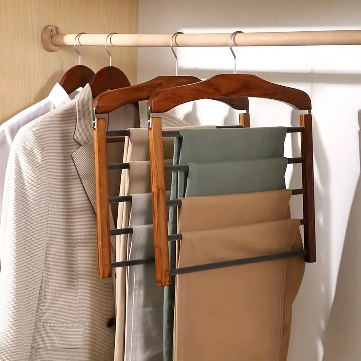 Lisslune | Space-saving wooden multi-pants hanger