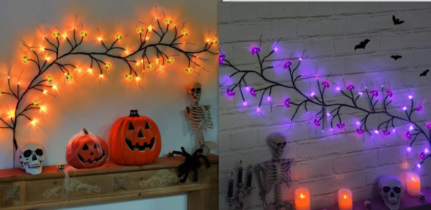 Lisslune | Halloween LED Willow Key Light Cute Cartoon Bat Pumpkin Decoration For Indoor Outdoor Party Home Decor
