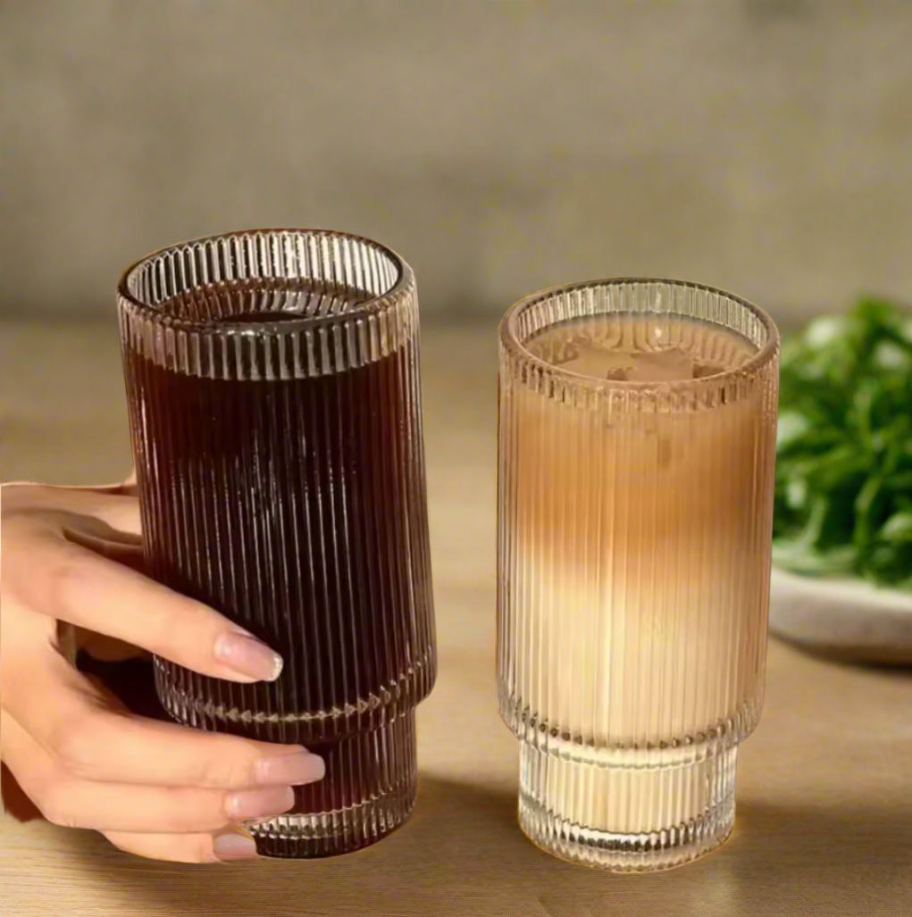 Lisslune | 6Pc Ribbed Glasses Black