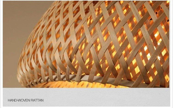 Lisslune | Hanging ceiling lamp made of bamboo C │ Handmade lighting from wood and rattan for interior decoration
