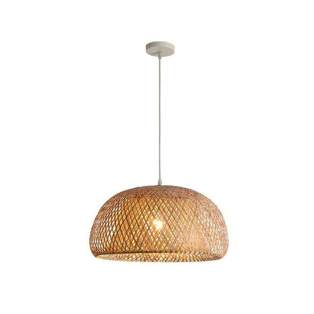 Lisslune | Hanging ceiling lamp made of bamboo C │ Handmade lighting from wood and rattan for interior decoration