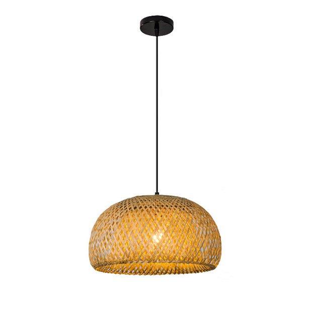 Lisslune | Hanging ceiling lamp made of bamboo C │ Handmade lighting from wood and rattan for interior decoration