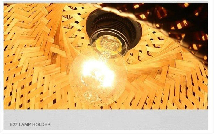 Lisslune | Hanging ceiling lamp made of bamboo C │ Handmade lighting from wood and rattan for interior decoration