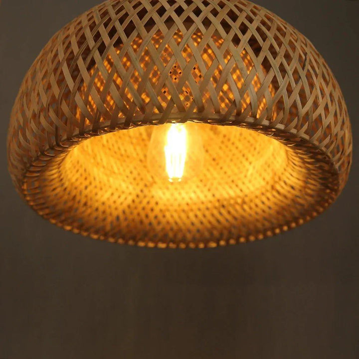 Lisslune | Hanging ceiling lamp made of bamboo C │ Handmade lighting from wood and rattan for interior decoration
