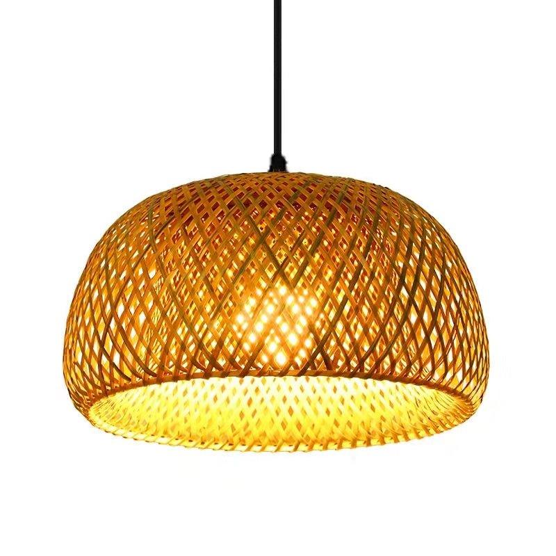 Lisslune | Hanging ceiling lamp made of bamboo C │ Handmade lighting from wood and rattan for interior decoration