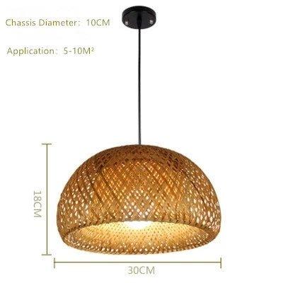 Lisslune | Hanging ceiling lamp made of bamboo C │ Handmade lighting from wood and rattan for interior decoration
