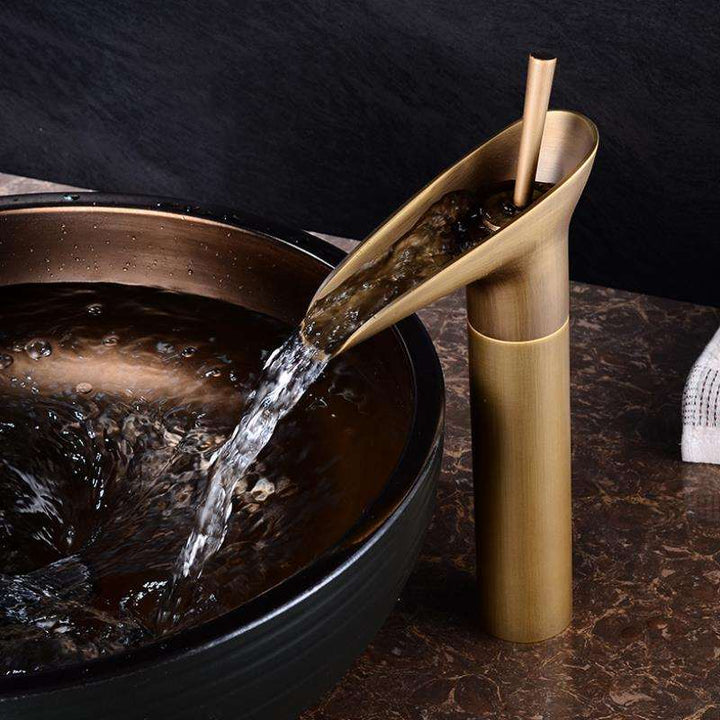 Lisslune | Waterfall Antique Faucet Bathroom Sink Faucet Brass Sink Mixers