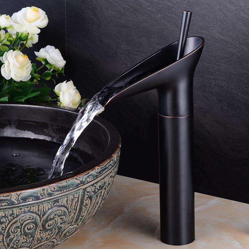 Lisslune | Waterfall Antique Faucet Bathroom Sink Faucet Brass Sink Mixers