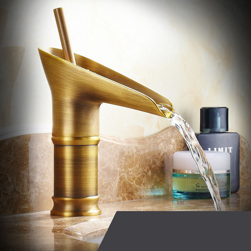 Lisslune | Waterfall Antique Faucet Bathroom Sink Faucet Brass Sink Mixers