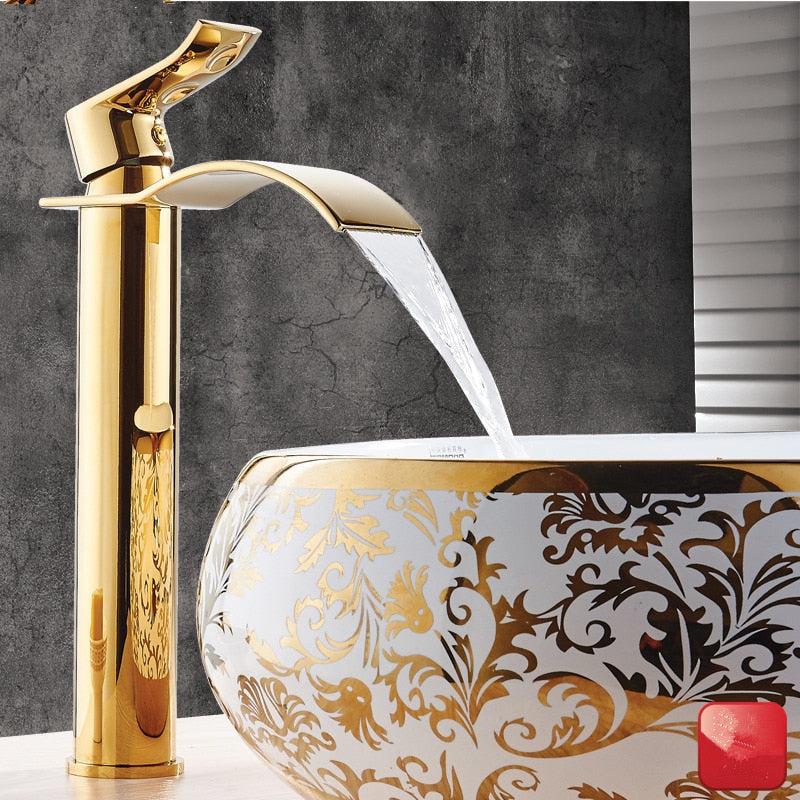 Lisslune | Vanity faucet waterfall faucet brass vanity faucet mixer tap