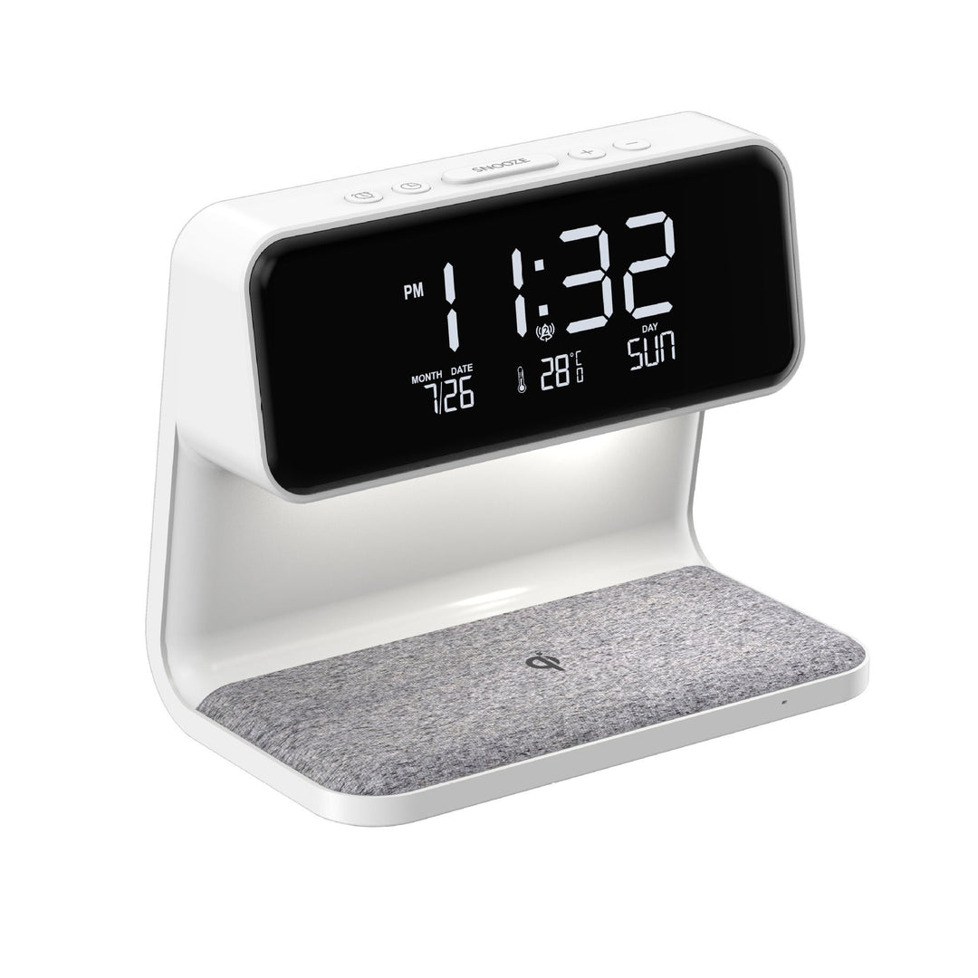 Lisslune | 3-in-1 Bedside Lamp with Wireless Charger – LCD Alarm Clock & Touch Dimmable LED Table Lamp