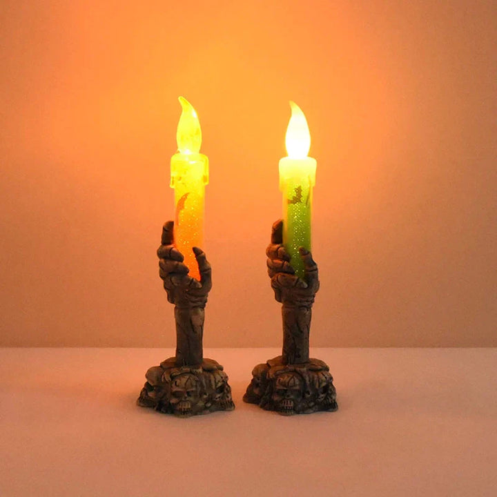 Lisslune | Halloween Ghost Hand Electronic Skeleton Candle Halloween Party Bar Props Decoration Glitter Lamp