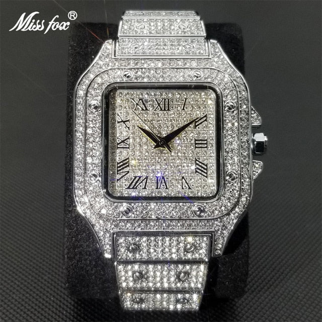 Lisslune | MISSFOX Ice Out Square Watch for Men