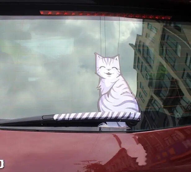 Lisslune | Reflective Cartoon Cat Car Stickers with Moving Tail