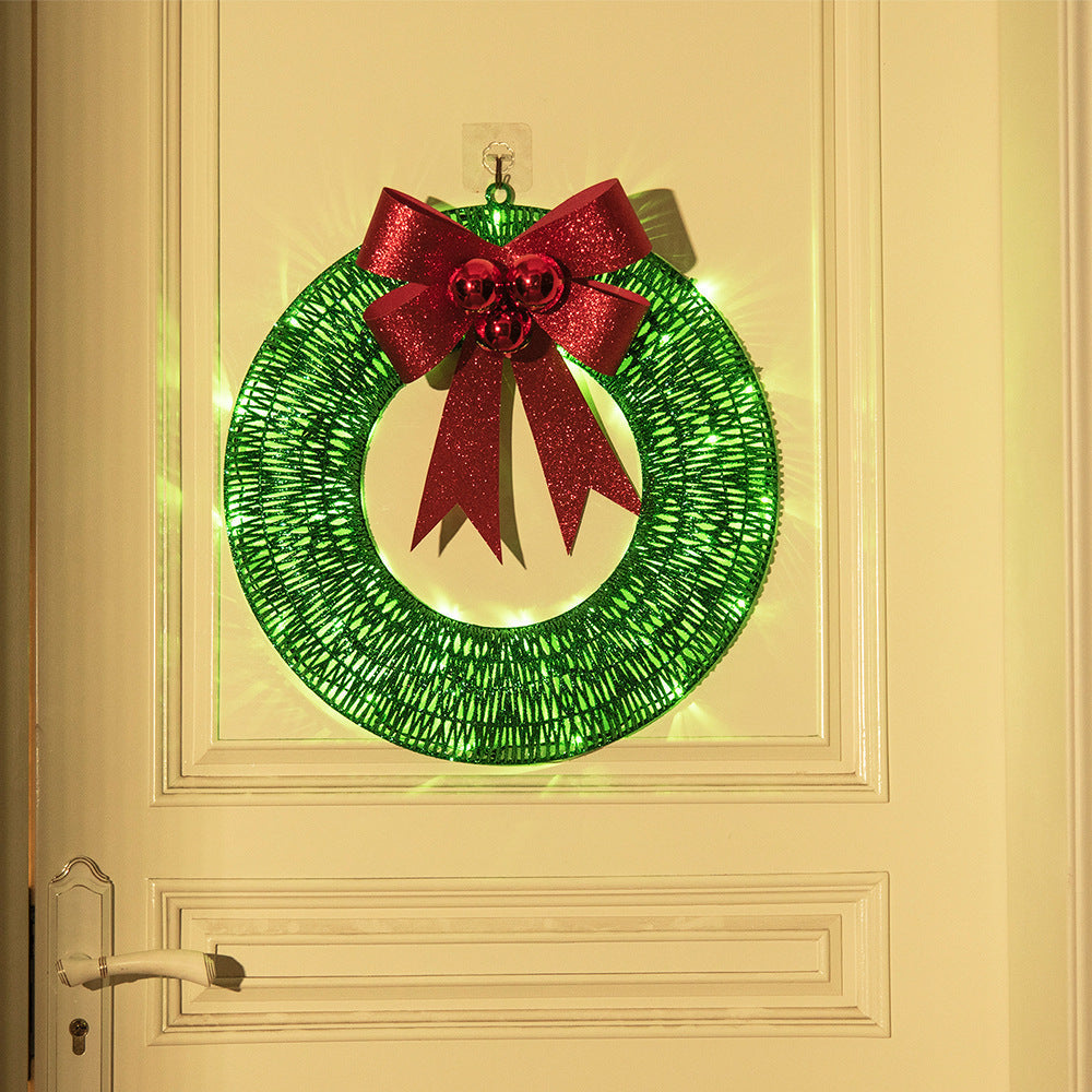 Lisslune | Illuminated Christmas Wreath Luxury Gold-Green 50cm – Handmade Door Wreath with LED