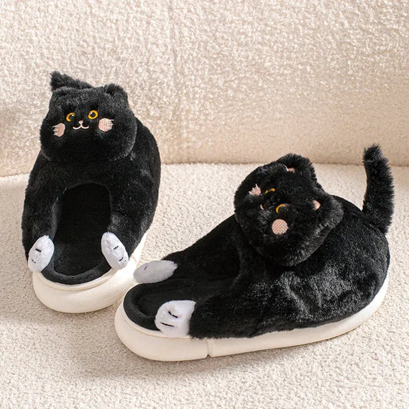 Lisslune | Funny Cat Plush Slippers for Women Bedroom Fuzzy Slippers to Slip On Slippers for Women Indoor Loaf Bread Slippers for Women