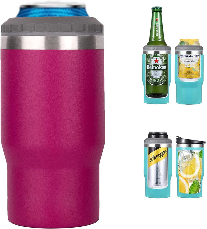 Lisslune | 4 in 1 stainless steel can/bottle insulator, 14Oz two-way lid SUS insulated can cooler, beer bottle holder (Black)