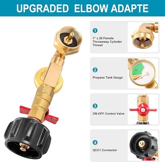 Lisslune |  Top-Rated Propane Refill Elbow Adapter with Tank Gauge