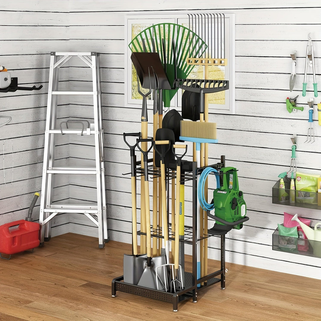 Lisslune | Heavy-Duty Black Metal Garden Rack – Durable Outdoor Tool & Hose Storage Organiser