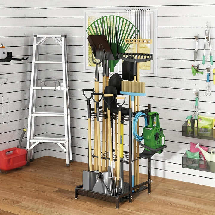 Lisslune | Heavy-Duty Black Metal Garden Rack – Durable Outdoor Tool & Hose Storage Organiser