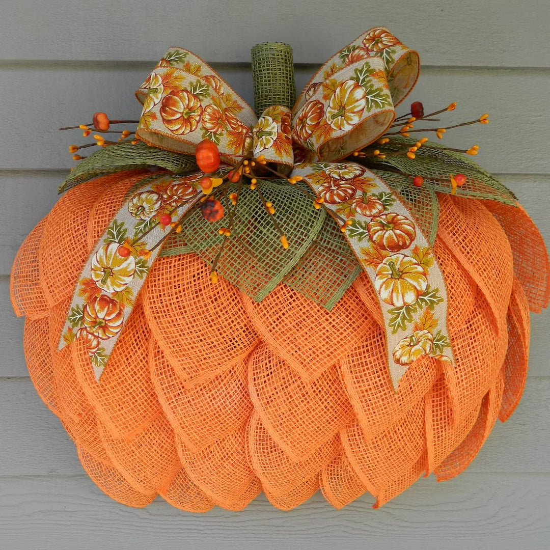 Lisslune |  Farmhouse Pumpkin Wreath For Front Door