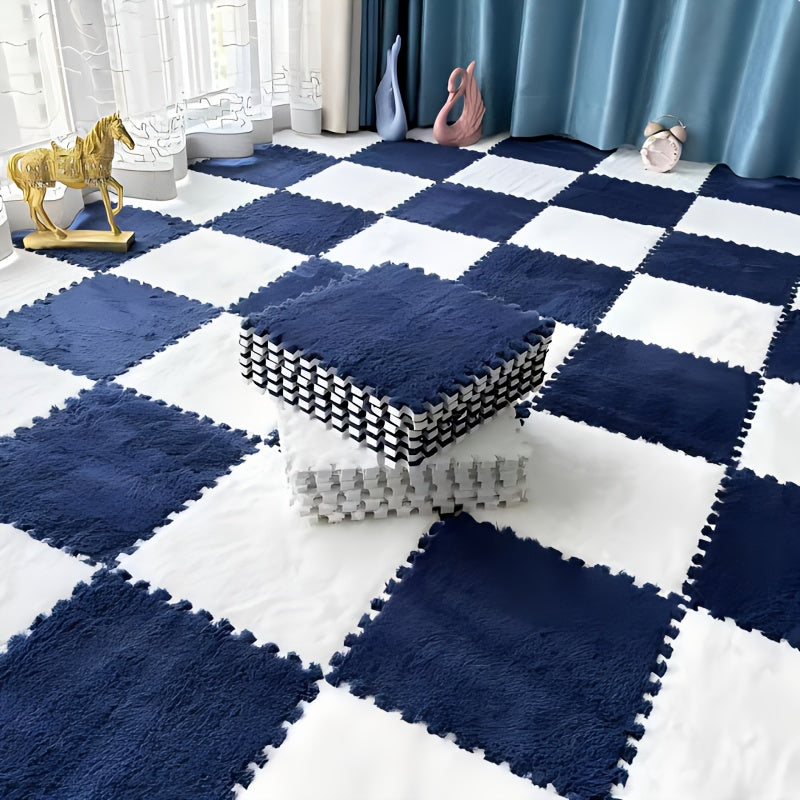Rynx | 40-piece Thickened Modern Plush Carpet] 40-piece Modern Plush Patchwork Thickened Carpet for Bedroom, Living Room, Wardrobe, Renovation of Rental Apartments, Suitable for All Seasons
