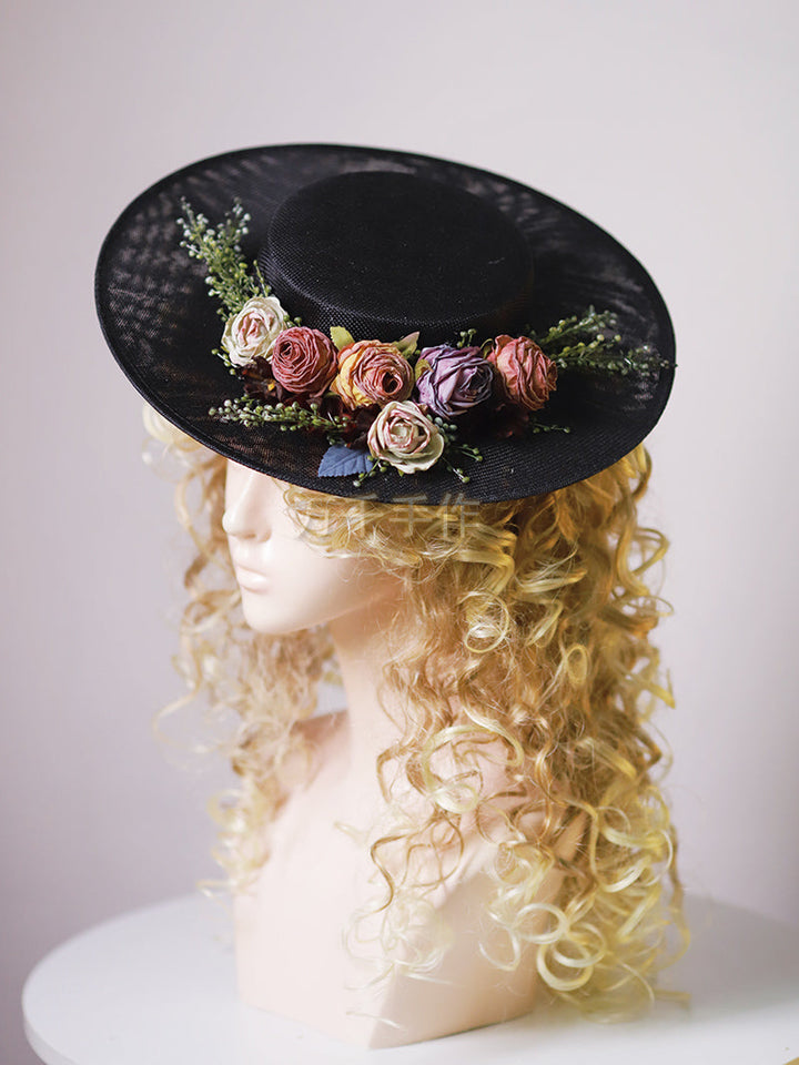 Lisslune | Handmade French Hat, Retro And Elegant Hollow Flower Forest Style Flat Hat