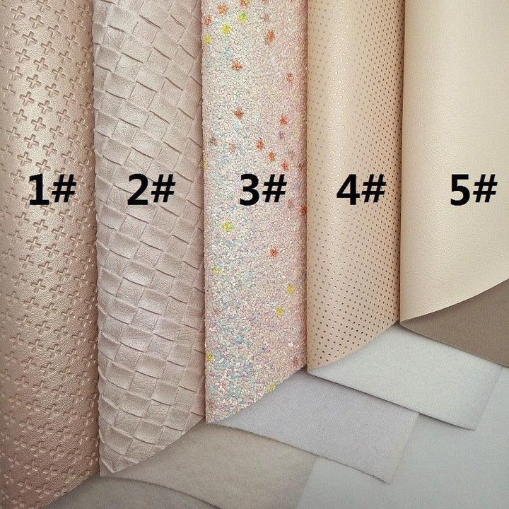 Lisslune | BEIGE Glitter Craft Material Collection with Artificial and Synthetic Leather Sheets
