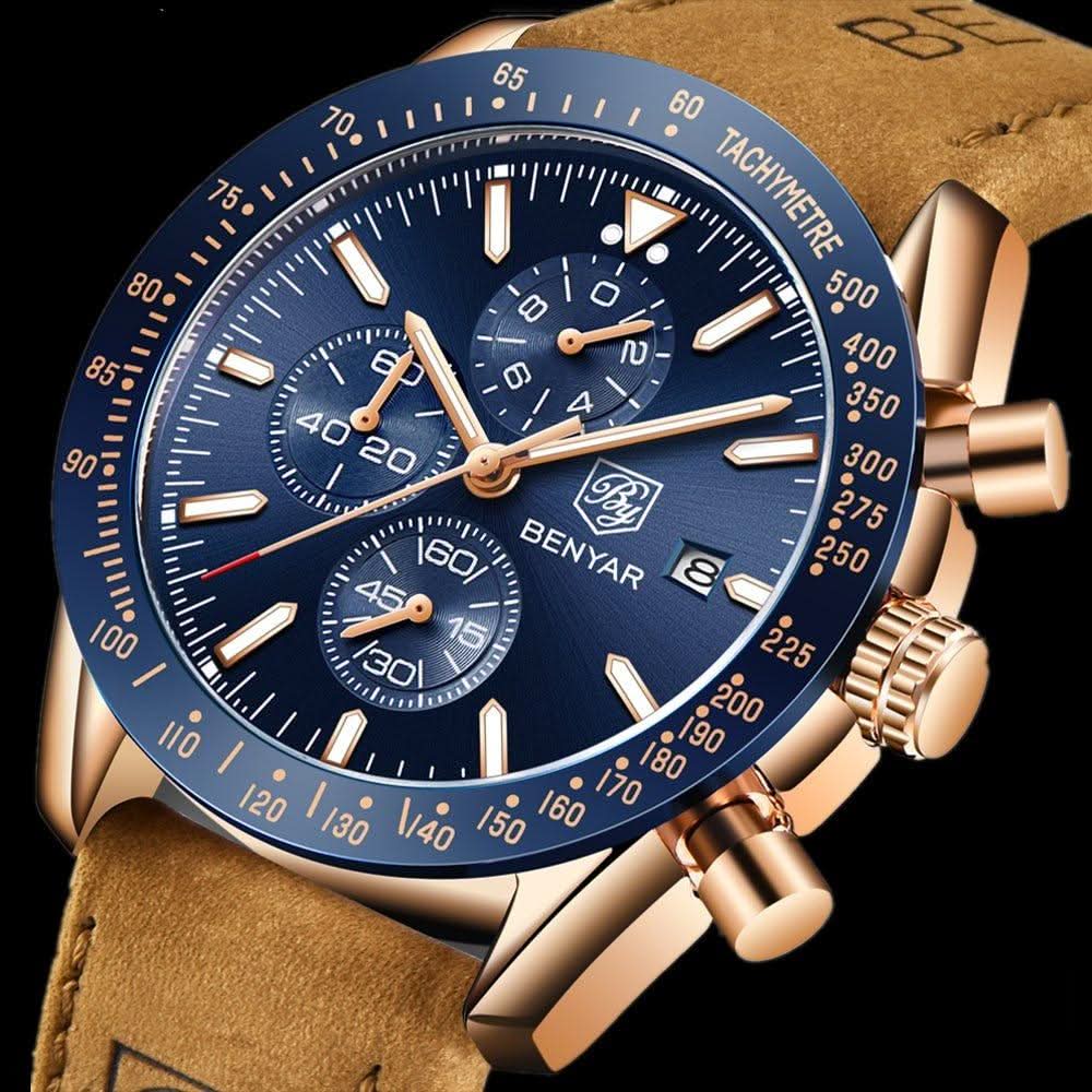 Lisslune | Men’s Waterproof Quartz Watch with Leather Strap