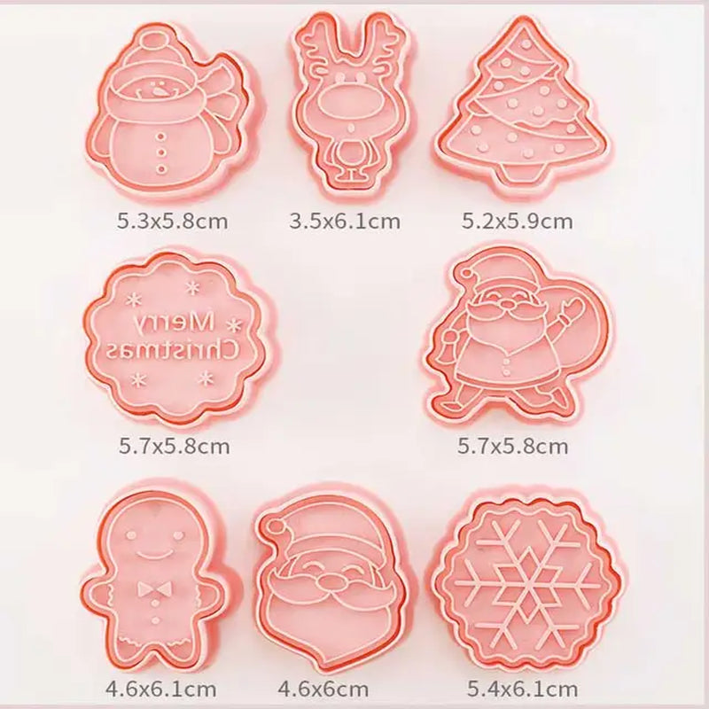 Lisslune | 8 Pieces/Set DIY Cake Decoration Tools Christmas Cartoon Cookie Cutter Set Plastic Baking Molds Cookie Tools