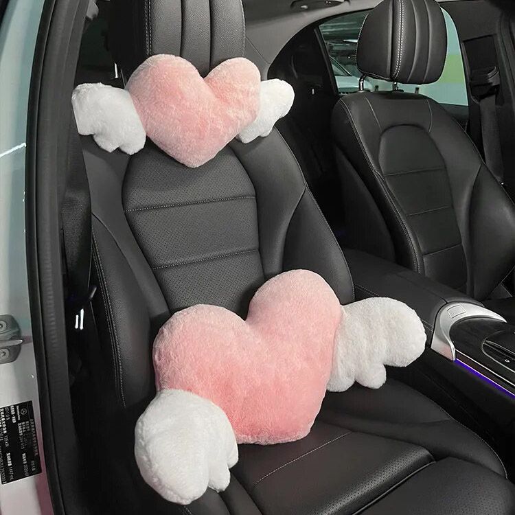 Lisslune | Heart Shaped Plush Car Headrest & Lumbar Support Pillow