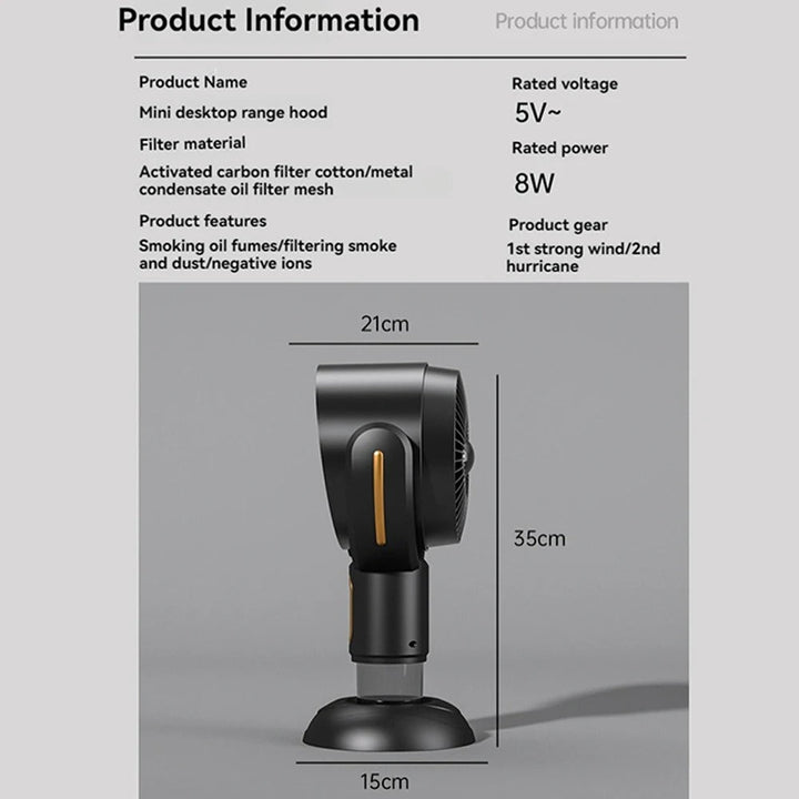 Lisslune | SmokeAway Venti – Portable Air Purifier Fan with Ion Technology and USB Charger