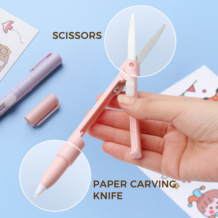 Lisslune | Mini Folding Pen Scissors Graving Knife for Kids