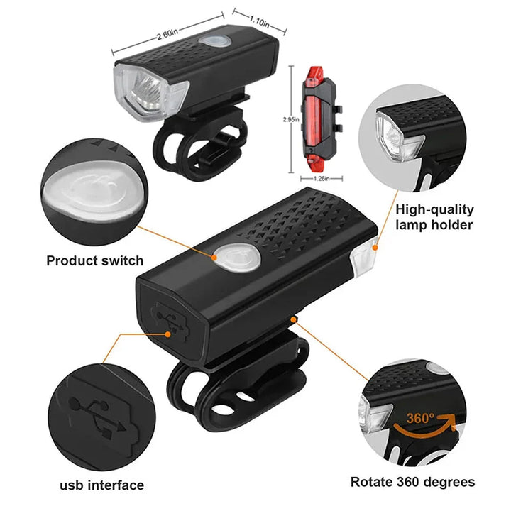 Lisslune | BikeBeam – Rechargeable USB bike light with rear light for safe night rides