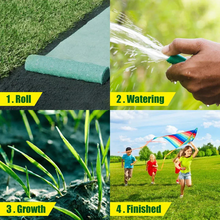 Lisslune | Biodegradable Netted Grass Seed Mat | All-in-One Growth System for Quick Germination in Sun, Shade & Slopes