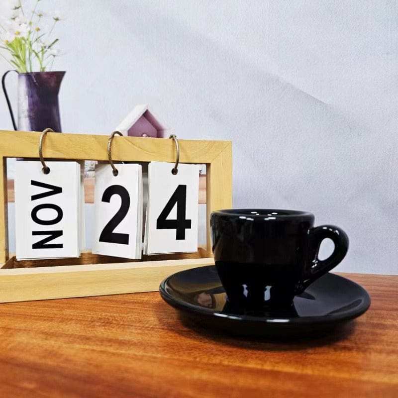 Lisslune | Black-White Ceramic Espresso Cups Set | 50 ml