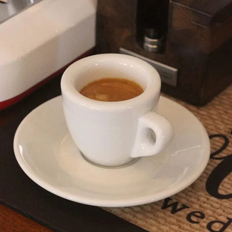 Lisslune | Black-White Ceramic Espresso Cups Set | 50 ml
