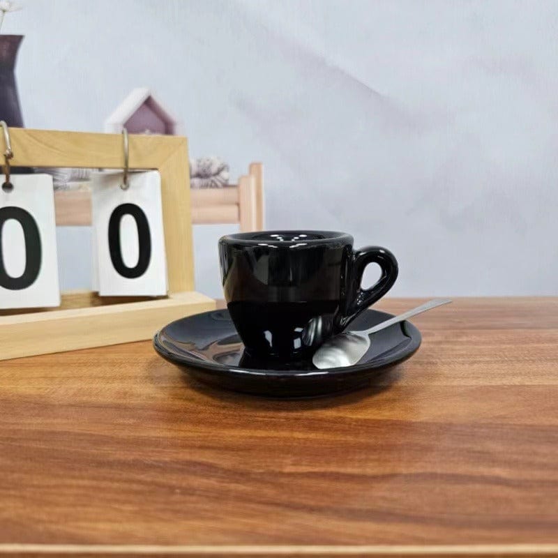Lisslune | Black-White Ceramic Espresso Cups Set | 50 ml