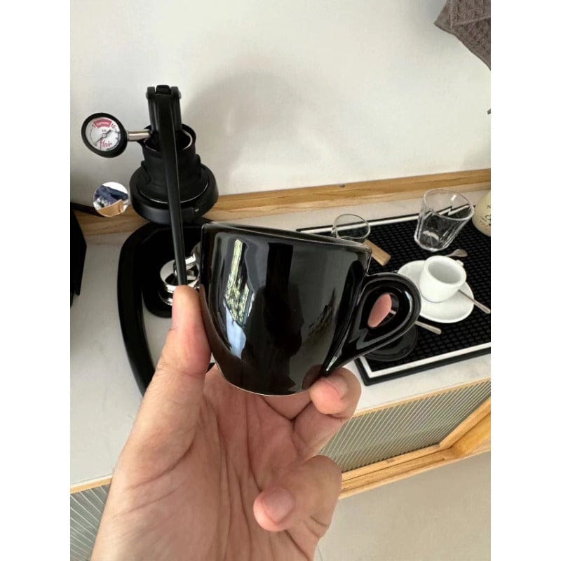 Lisslune | Black-White Ceramic Espresso Cups Set | 50 ml