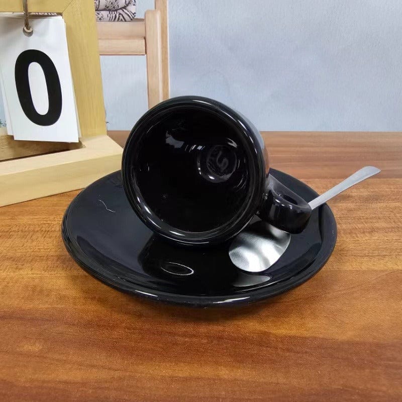 Lisslune | Black-White Ceramic Espresso Cups Set | 50 ml