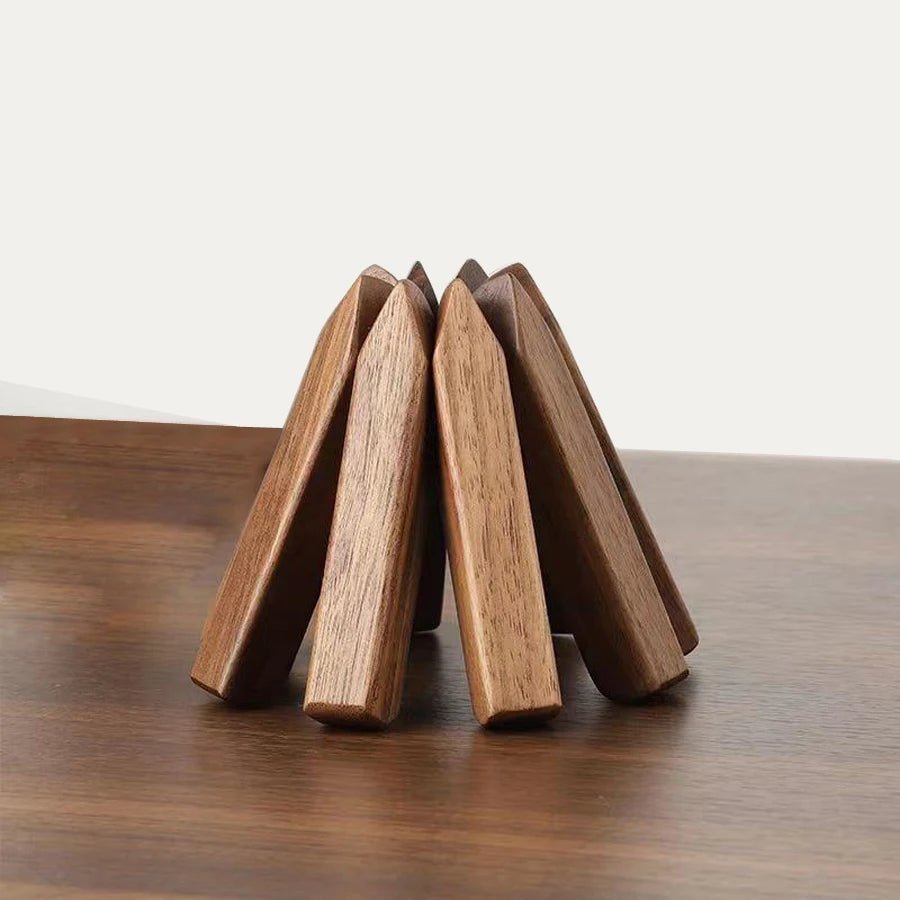 Lisslune | Black Walnut Foldable Christmas Tree Wooden Coasters – Creative Heat-Resistant Pot Mats & Kitchen Décor Accessories