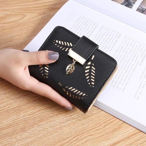 Lisslune | GoldenLeaf PU Leather Wallet with Leaf Charm Design