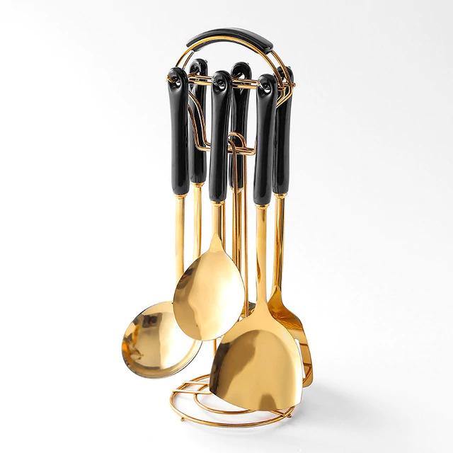 Lisslune | Golden Kitchen Utensils with Stand