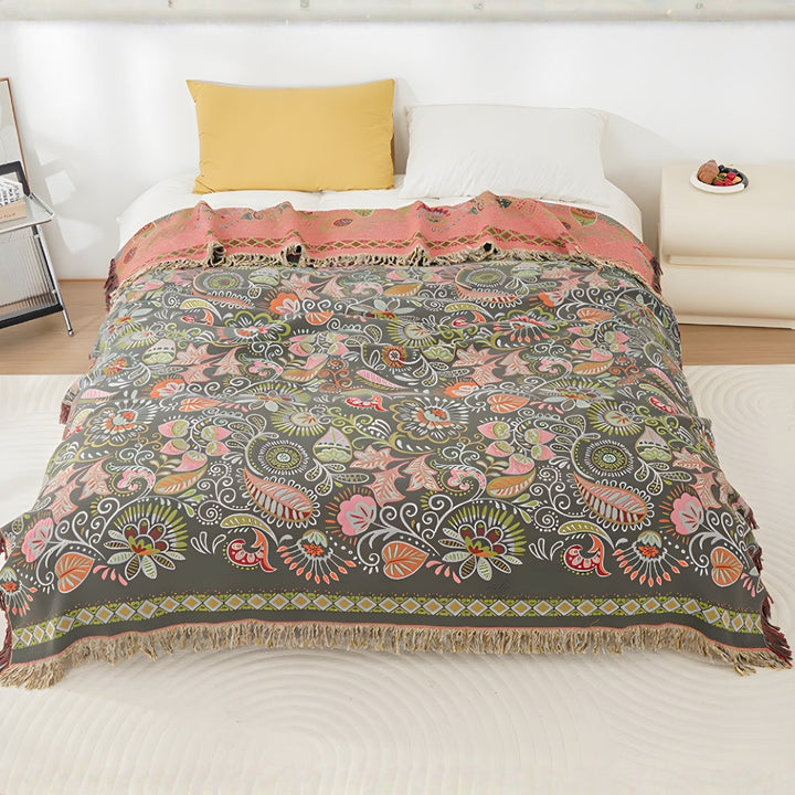 Lisslune | Autumn Leaf Boho Reversible Blanket