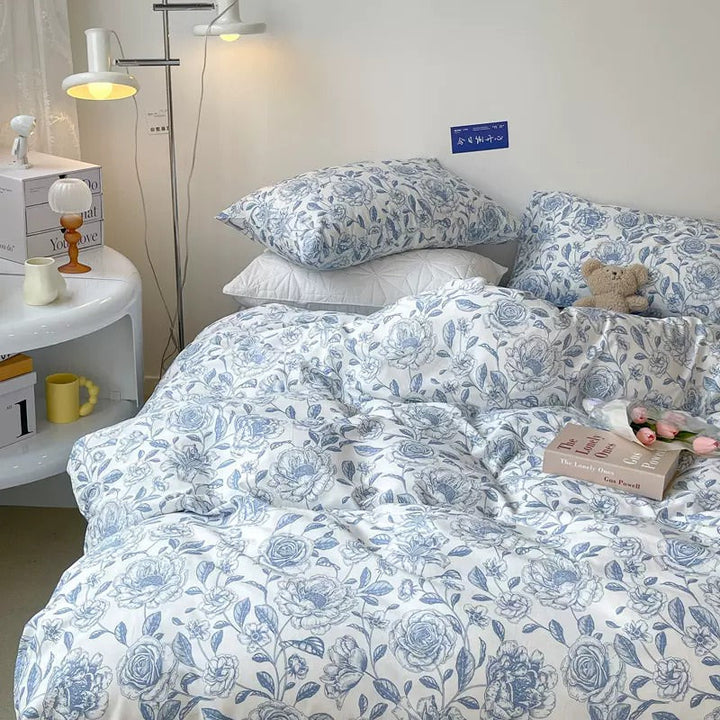 Rynx | Blue Flower Pattern Print Bedding Set